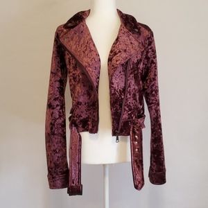 Forever 21 Burgundy Wine Velvet Bomber Jacket